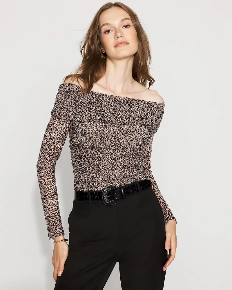 Off-The-Shoulder Mesh Top