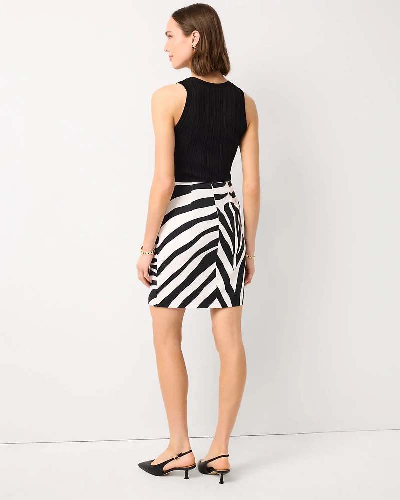 Linen-Blend Faux Wrap Skirt