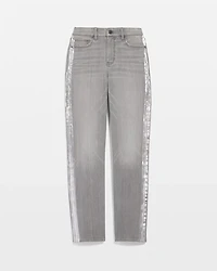 Foil Stripe Straight Jeans