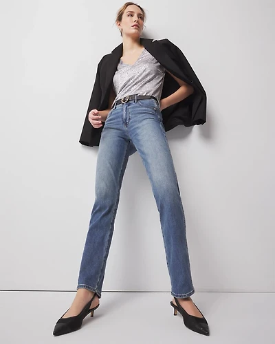 Petite High-Rise Straight Full-Length Jeans