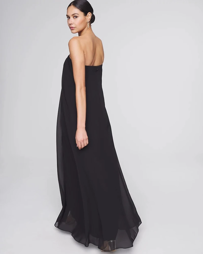 Petite Strapless Drape Gown