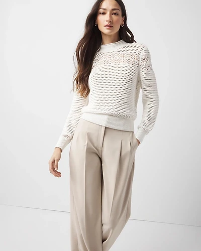 Mixed Stitch Mock Neck Sweater