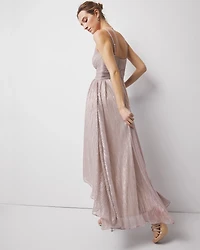 Petite Twist-Front Pleated Midi Dress