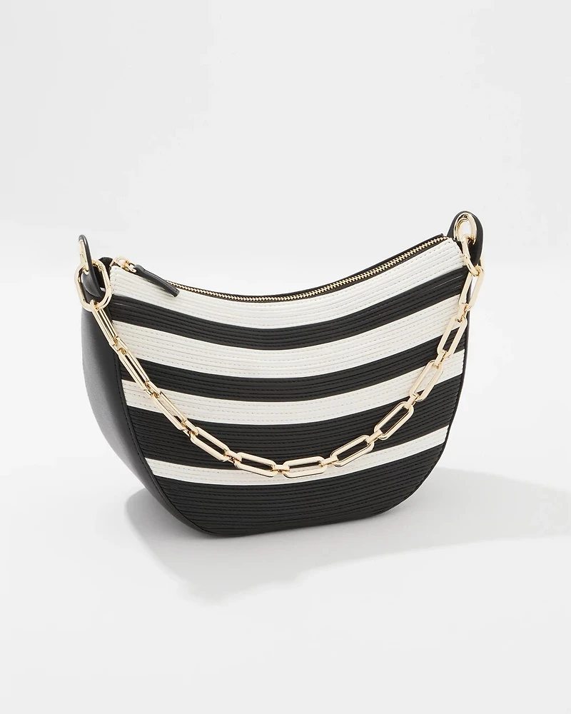 Black + White Crescent Shoulder Bag