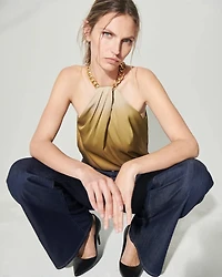 Satin Chain-Neck Halter Top