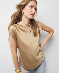 Satin Petal Sleeve Blouse