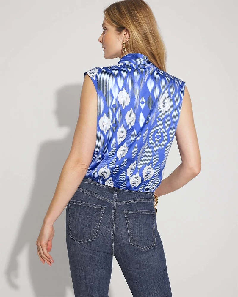 Satin Surplice Tie-Neck Shell