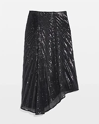 Sequin Pleated Asymmetrical Skirt