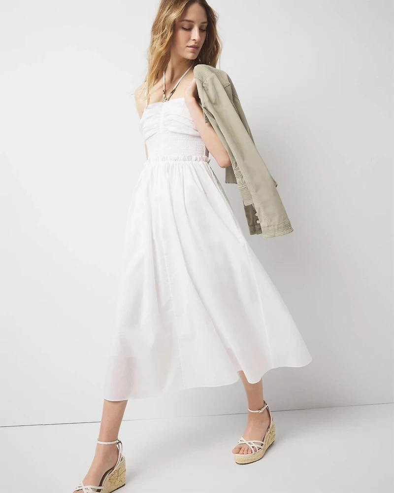 Cotton Poplin Halter Midi Dress