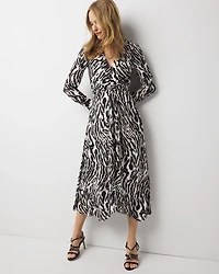 Animal Print Twist-Front Midi Dress