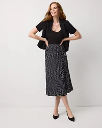 Pleated Crepe Midi Skirt