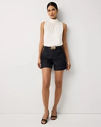 Tailored High Rise Denim Short