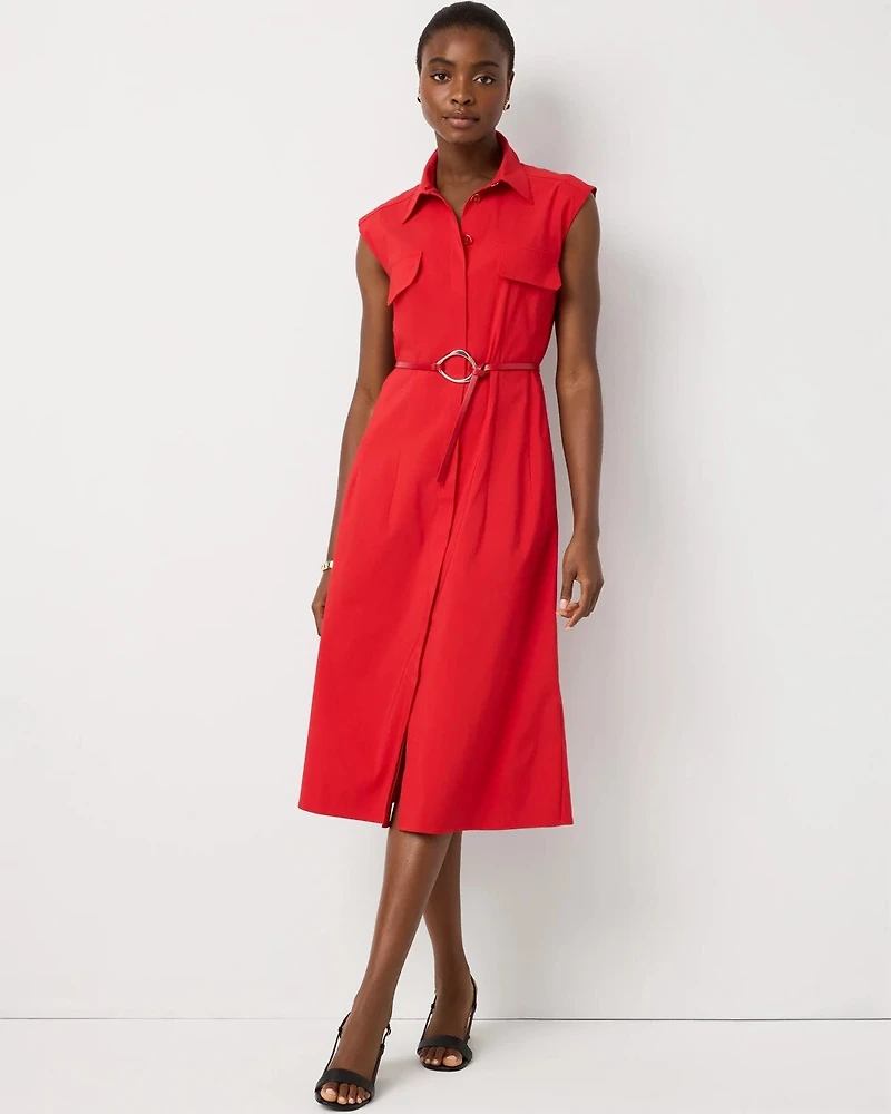 Belted Midi Shirt Dress