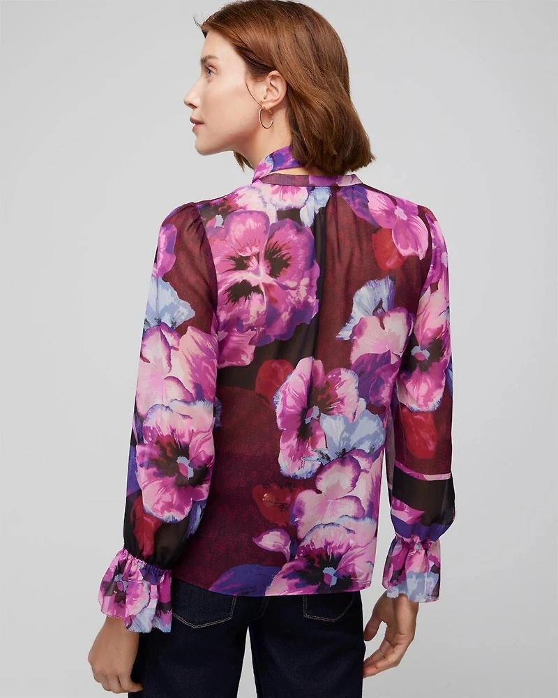 Long Sleeve Tie Neck Blouse