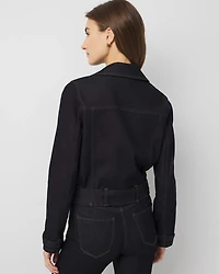 Petite Denim Moto Jacket