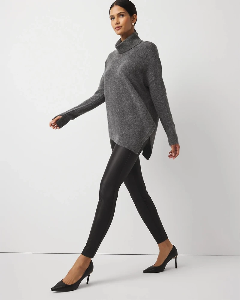Asymmetrical Hem Turtleneck Sweater