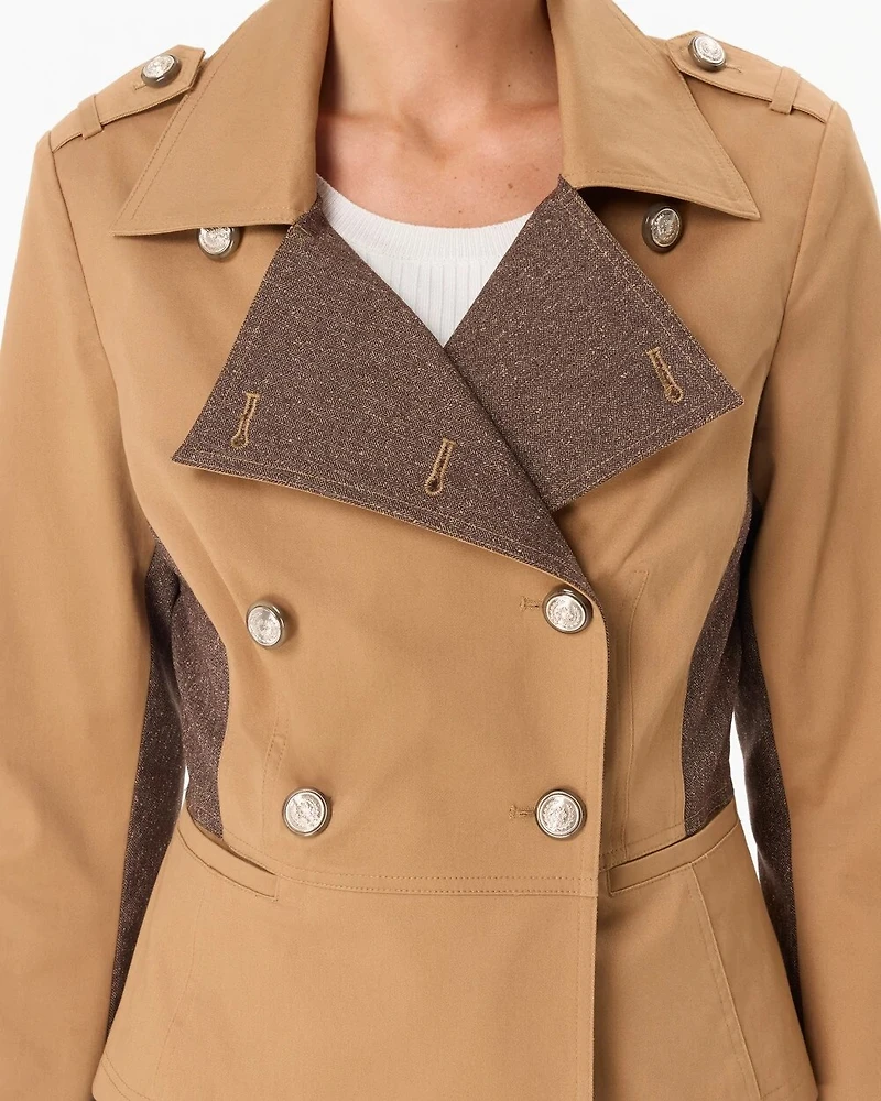 Tweed Detail Trench Jacket