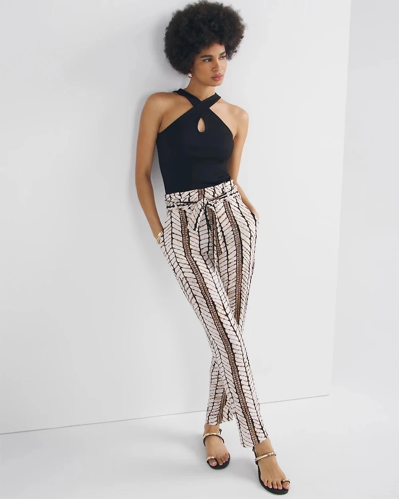 Jersey-Knit High-Rise Tapered Ankle Pants