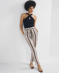 Jersey-Knit High-Rise Tapered Ankle Pants