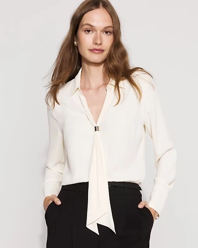 Tie-Detail Crepe Blouse