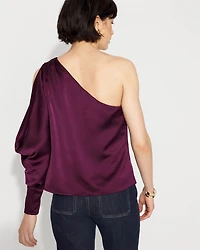 One-Shoulder Satin Blouse