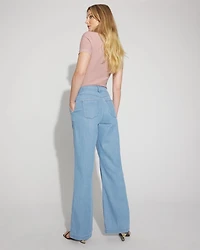 High-Rise Wide-Leg Jean with Chain Trim