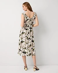 Ruched Fit + Flare Midi Dress