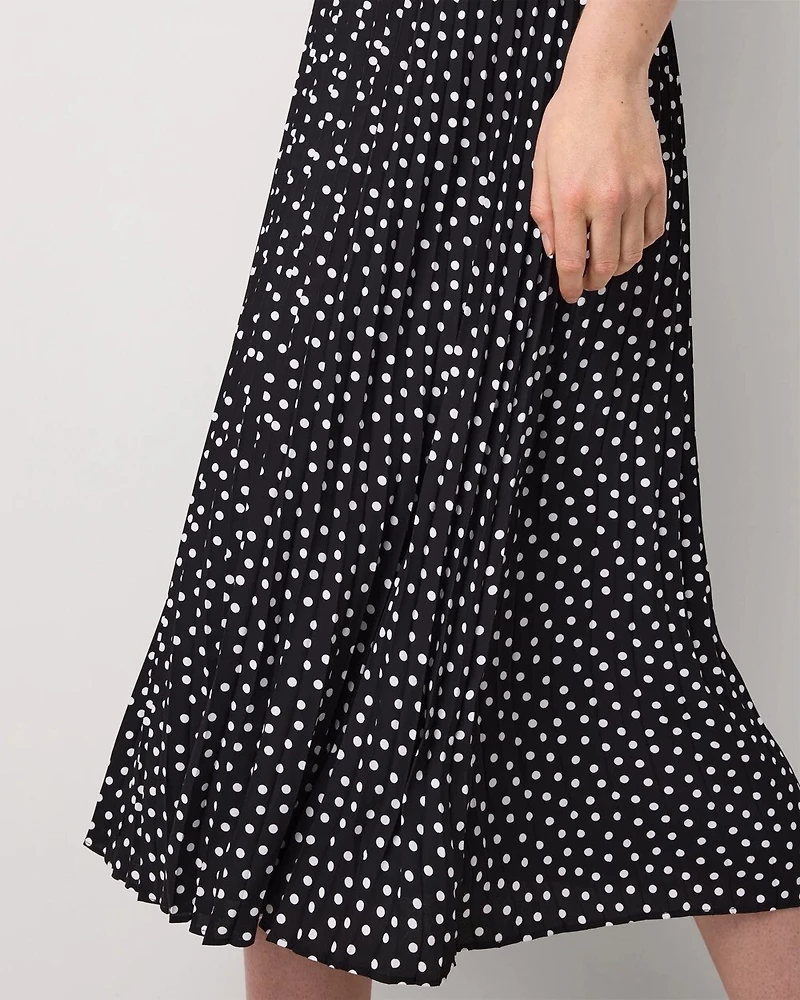 Pleated Crepe Midi Skirt