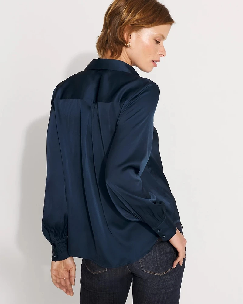 Pintuck Satin Shirt