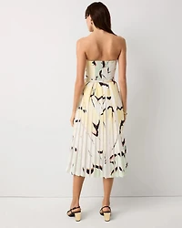 Pleated Strapless Midi Dress