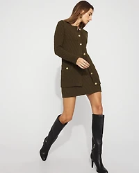 Longline Cable Knit Cardigan Sweater