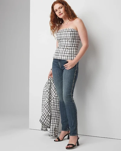 Petite Mid-Rise Everyday Soft Denim Studded Girlfriend Jeans