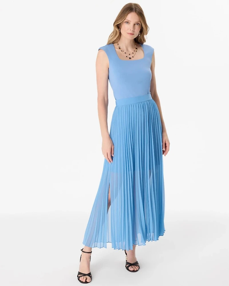 Pleated Crepe Maxi Skirt