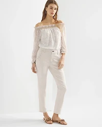 High-Rise Grommet Slim Crop Jeans