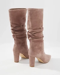 Suede Slouchy Mid-Heel Boot