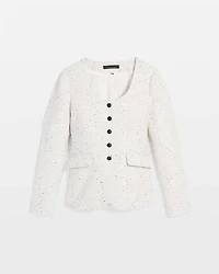 Scoop Neck Tweed Blazer