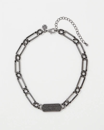 Hematite + Pavé Bar Necklace
