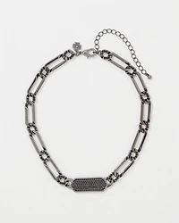 Hematite + Pavé Bar Necklace