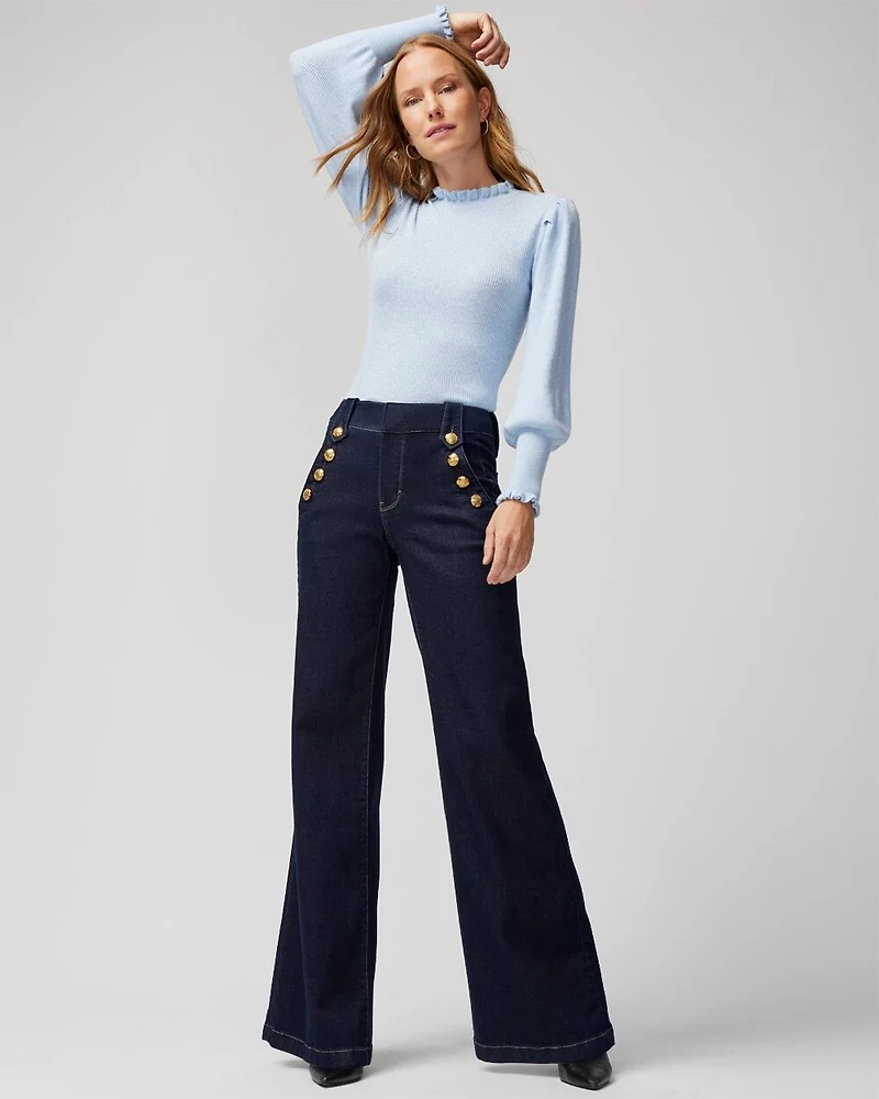 Cashmere Blend Blouson Sleeve Pull Over