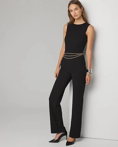 Petite Sleeveless Square Neck Crepe Jumpsuit