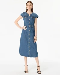 Denim Midi Shirt Dress