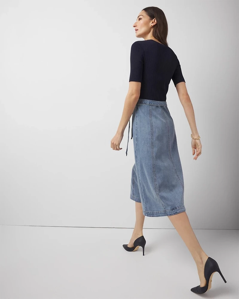 Sweater + Denim Midi Dress