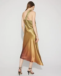 Petite One-Shoulder Ombre Satin Slip Dress
