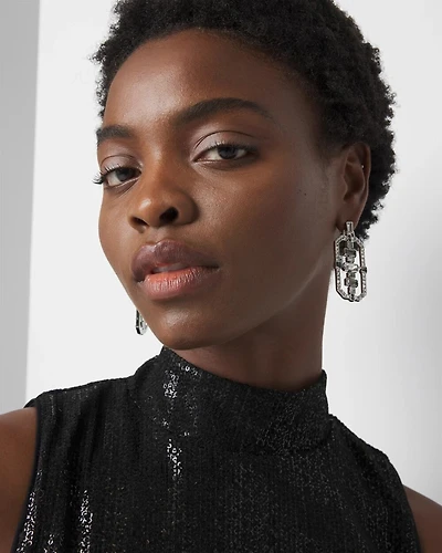 Art Deco Black Crystal Statement Earrings