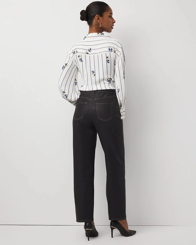 Clear Coated Extra High Rise Barrel Jean