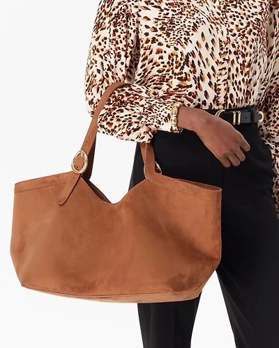 Faux Suede Tote Bag