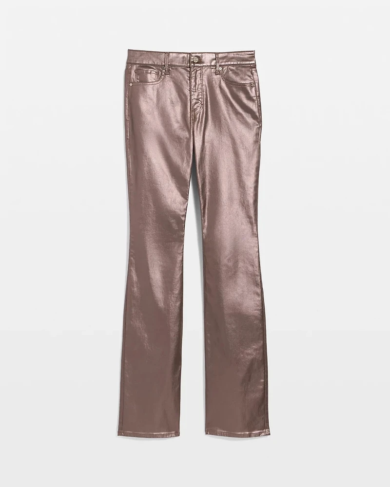 High Rise Metallic Coated Bootcut Jean
