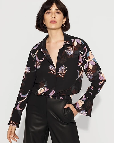 Long-Sleeve Flare Cuff Shirt