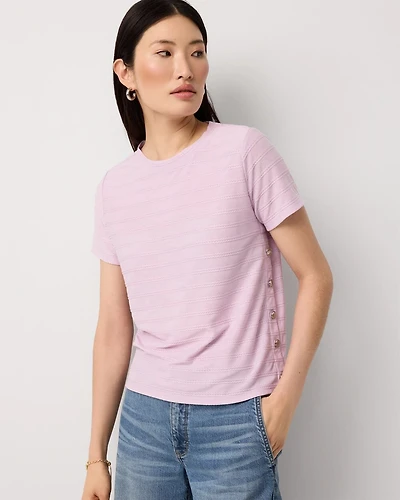 Jacquard Side Button Tee
