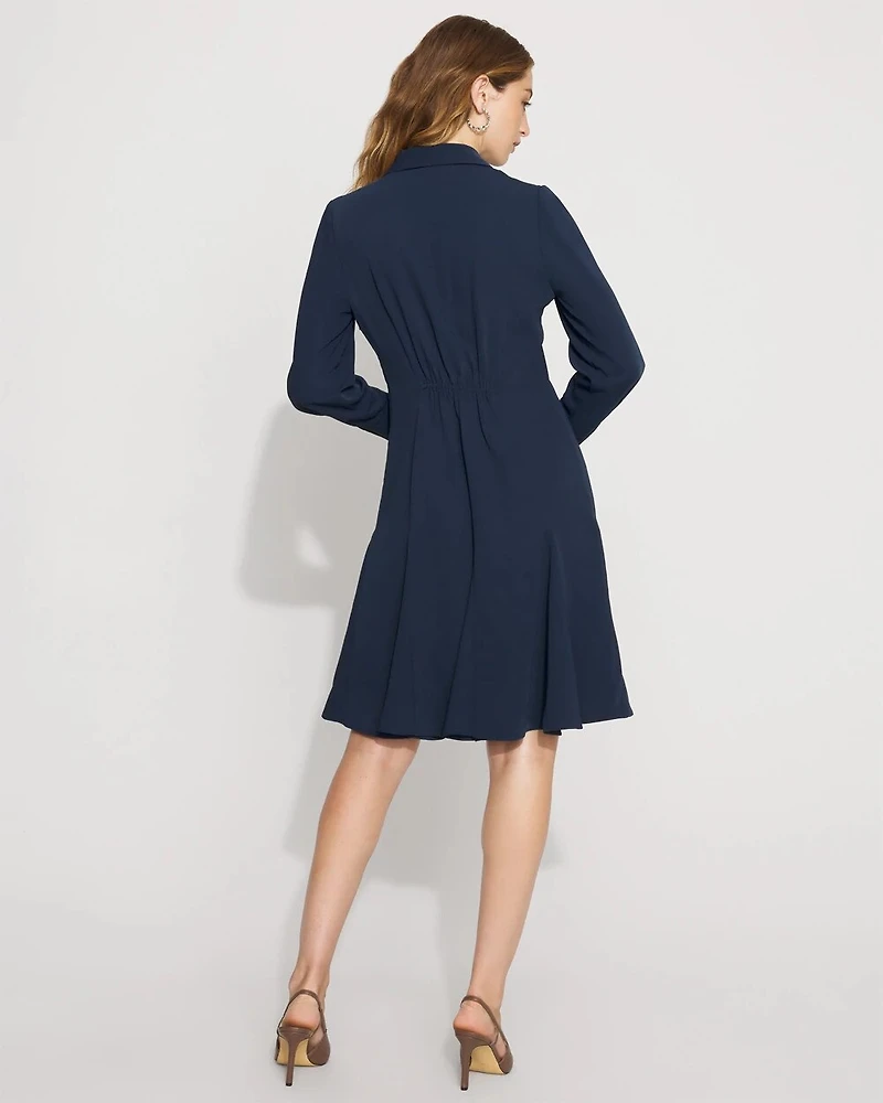 Tie-Neck Twill Shirt Dress